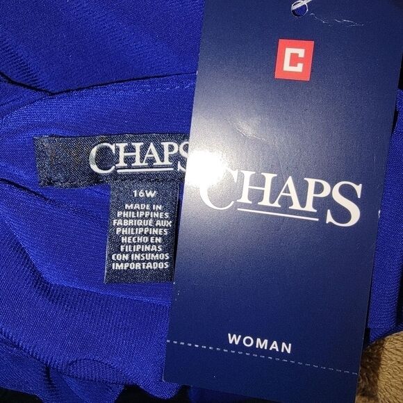 Chaps NWT blue stretch jersey faux wrap dress size 16w - Picture 5 of 6
